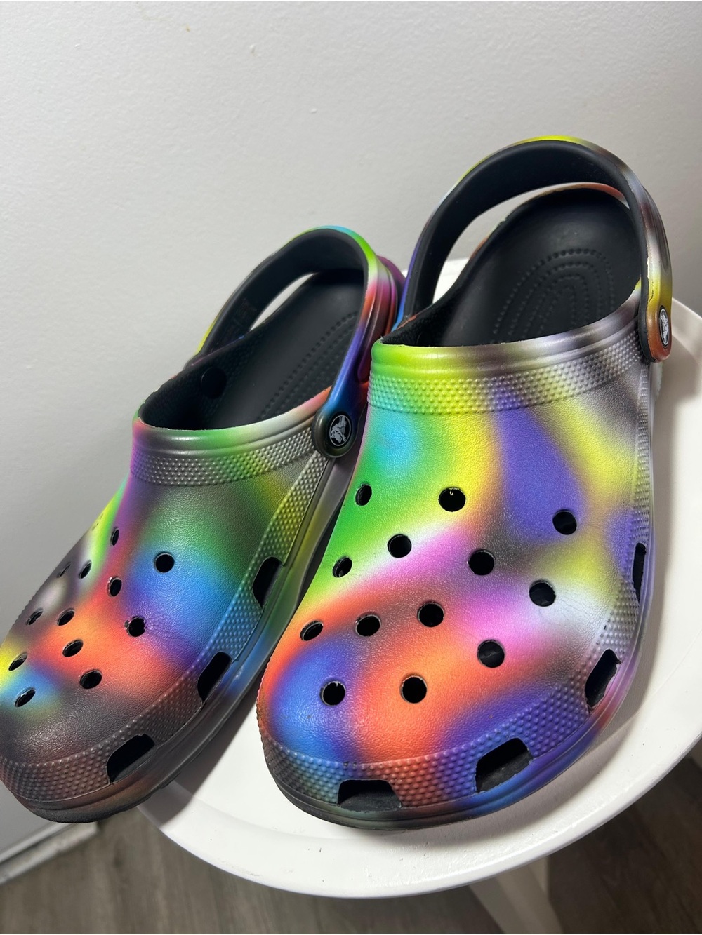 Crocs Classic Solarized
 Tie-Dye Clog Shoes - Black/Multicolor